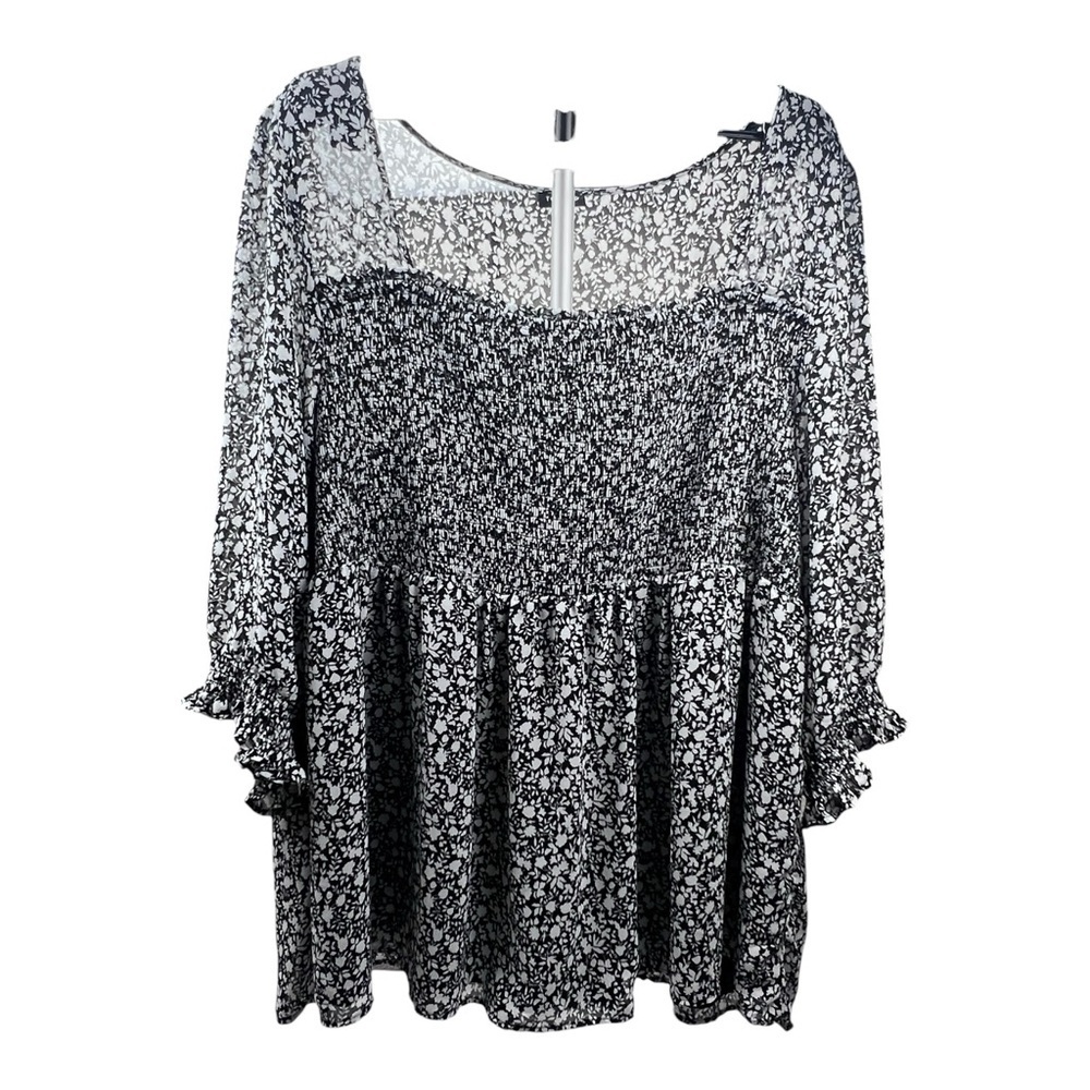 Torrid Black and White Floral Blouse